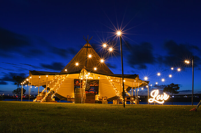 Tipis set up for an event